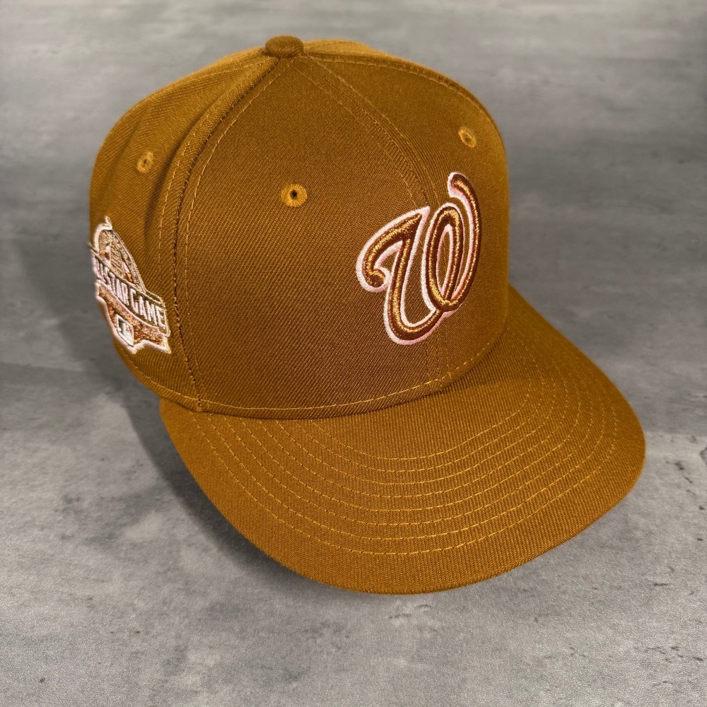 Hat Club Washington Nationals New Era Cap 7 1/8 Bronze Brown Pink Metallic Patch